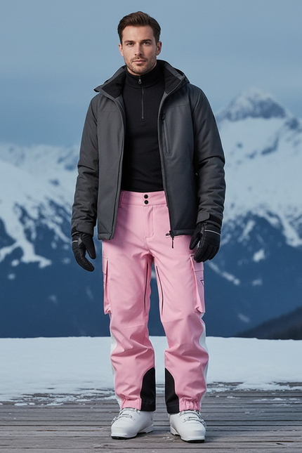 Pantalon De Ski Rose Cargo Imperméable Homme Hiver - Polyester