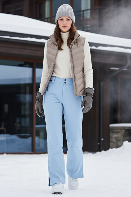 Pantalon De Ski Bleu Clair Ajusté Imperméable Femme - Polyester