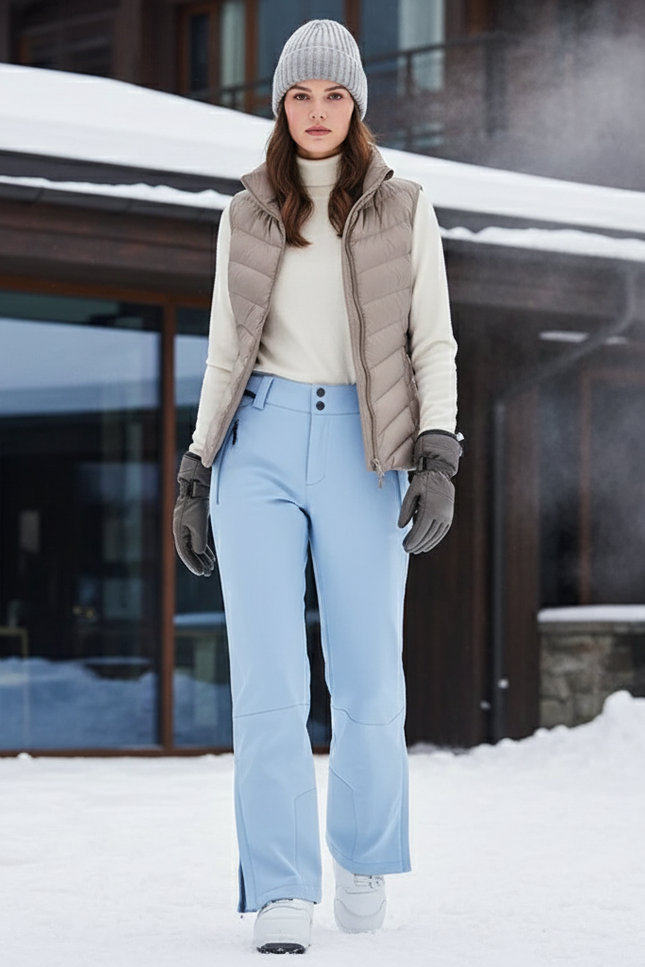 Pantalon De Ski Bleu Clair Ajusté Imperméable Femme - Polyester