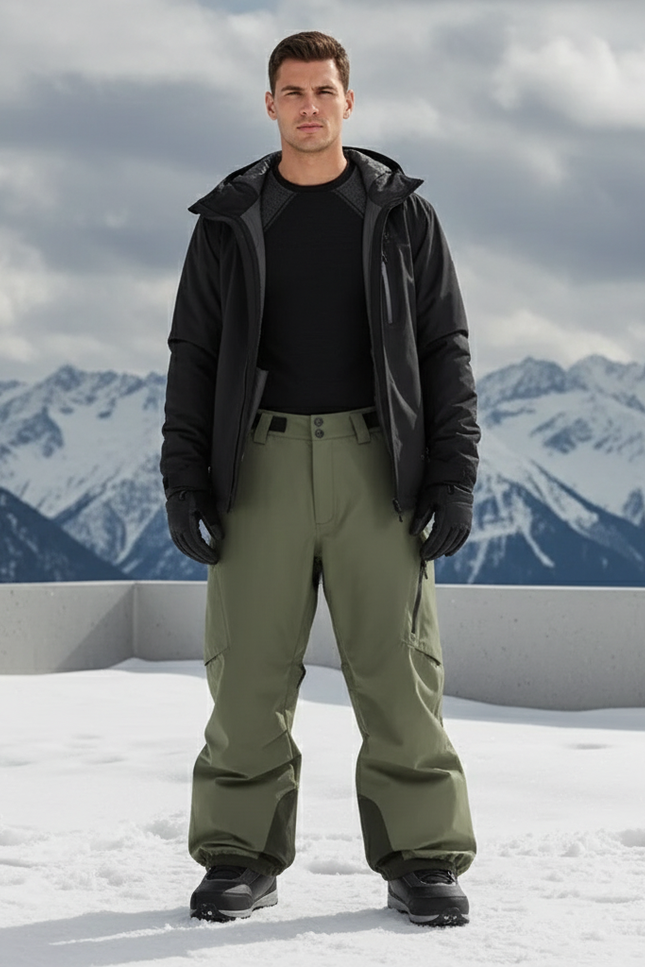 Pantalon De Ski Vert Ample Imperméable Homme Workwear - Kaki Polyester