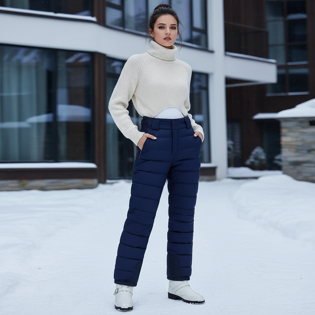 Pantalon De Ski Bleu Marine Matelassé Femme Hiver - Polyester