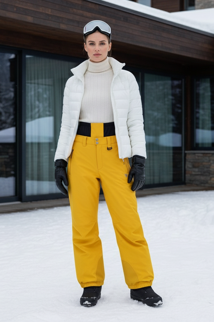 Pantalon De Ski Jaune Coupe Droite Imperméable Femme Hiver - Polyester