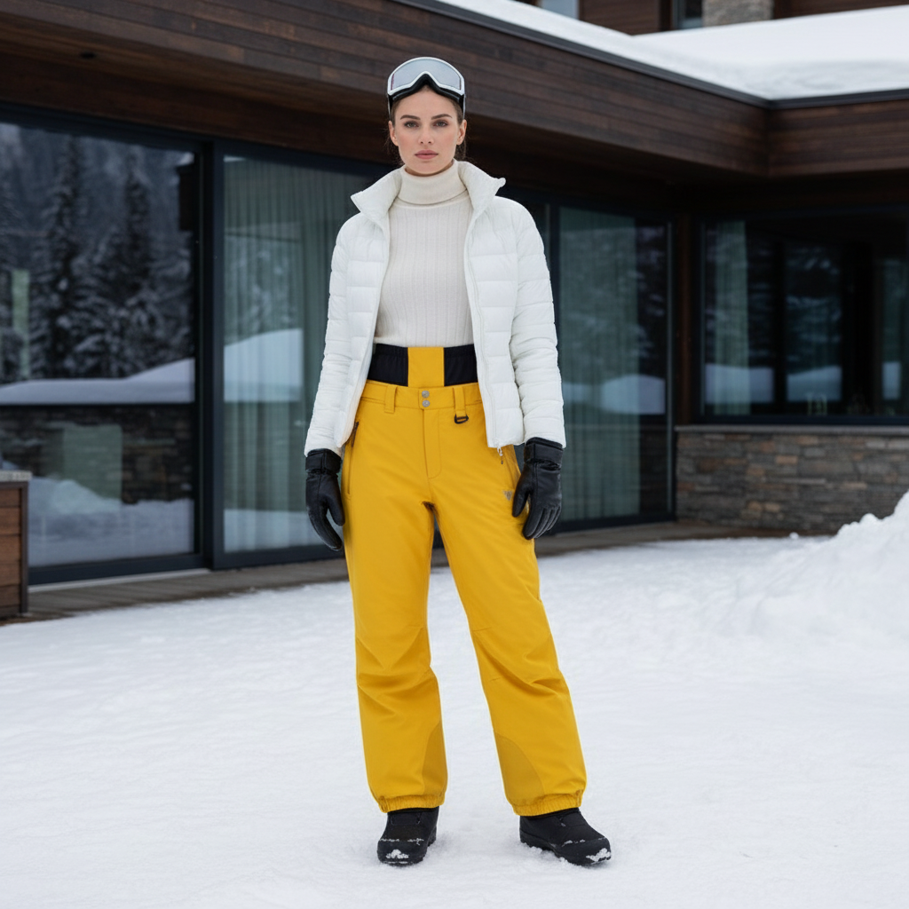 Pantalon De Ski Jaune Coupe Droite Imperméable Femme Hiver - Polyester