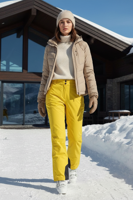 Pantalon De Ski Jaune Imperméable Ajusté Hiver Femme - Polyester