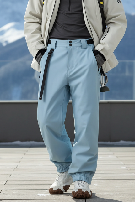 Pantalon De Ski Bleu Ciel Imperméable Chaud Homme Coupe Droite - Polyester