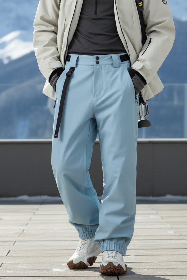 Pantalon De Ski Bleu Ciel Imperméable Chaud Homme Coupe Droite - Polyester