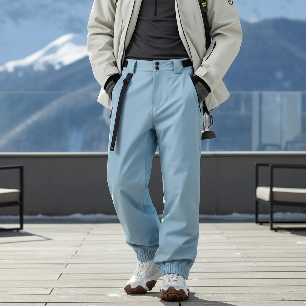 Pantalon De Ski Bleu Ciel Imperméable Chaud Homme Coupe Droite - Polyester
