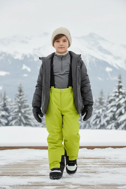 Pantalon De Ski Enfant Vert Fluorescent Imperméable Respirant - Polyester