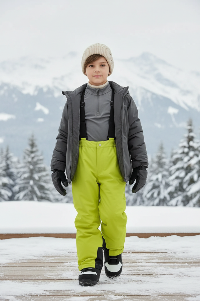 Pantalon De Ski Enfant Vert Fluorescent Imperméable Respirant - Polyester