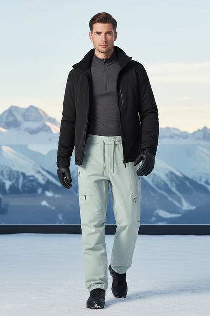 Pantalon De Ski Gris Clair Droit Imperméable Unisexe - Polyester