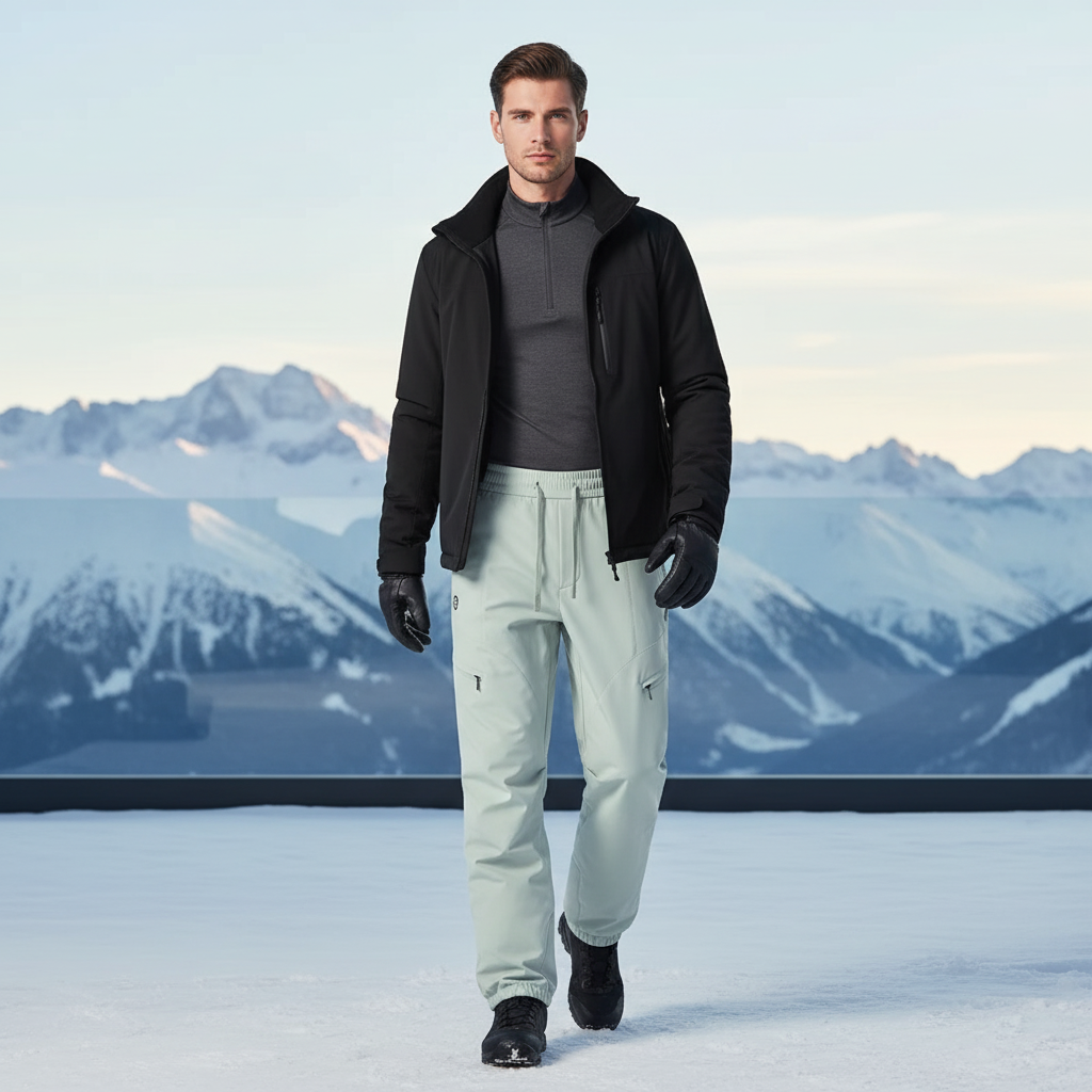 Pantalon De Ski Gris Clair Droit Imperméable Unisexe - Polyester
