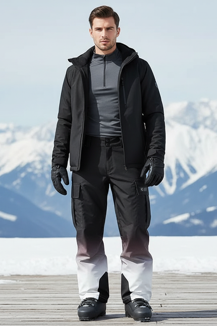 Pantalon De Ski Noir Dégradé Imperméable Cargo Homme - Polyester