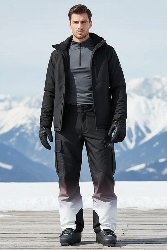 Pantalon De Ski Noir Dégradé Imperméable Cargo Homme - Polyester