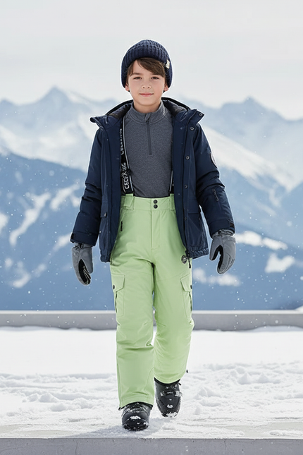 Pantalon De Ski Vert Clair Cargo Imperméable Enfant - Polyester