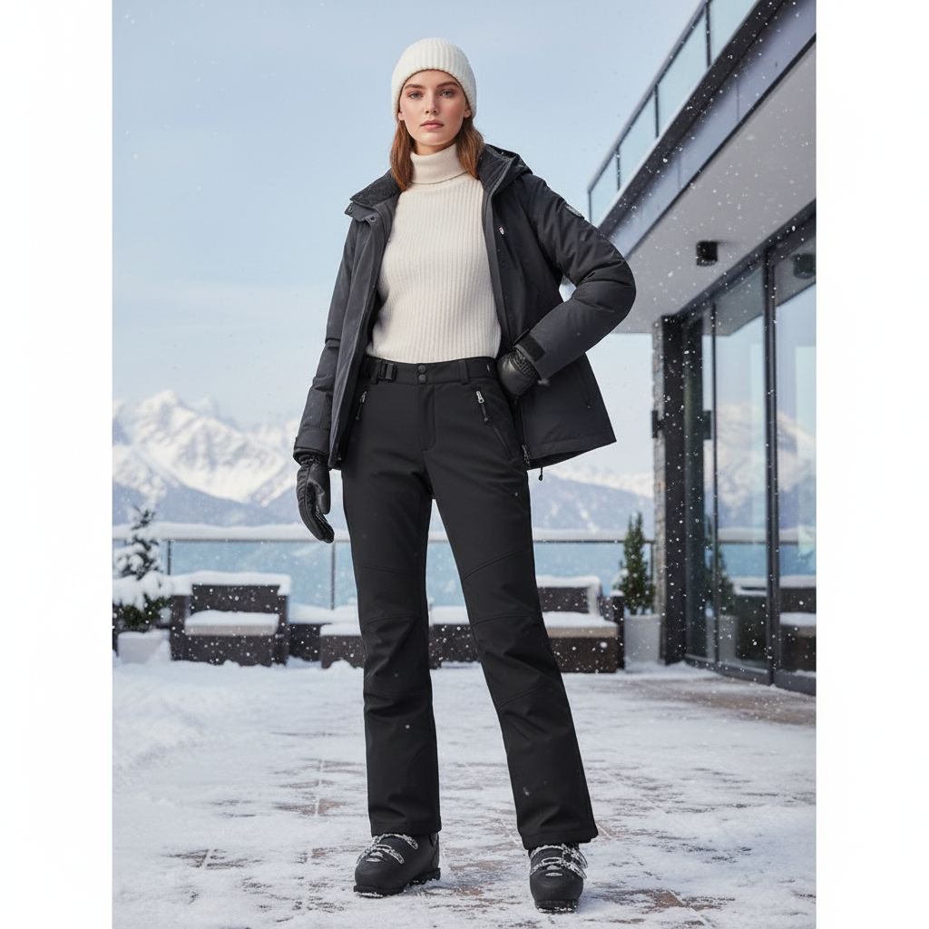 Pantalon De Ski Noir Imperméable Coupe-Vent Femme Hiver - Polyester
