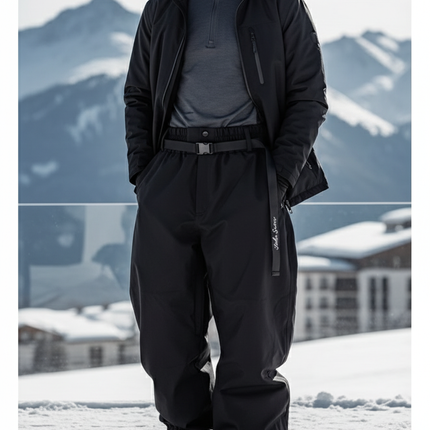 Pantalon De Ski Noir Ample Imperméable Respirant Unisexe - Polyester
