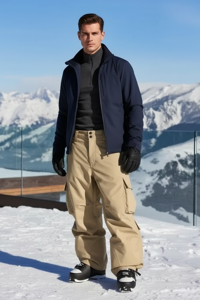 Pantalon De Ski Homme Cargo Beige Imperméable Thermique - Polyester