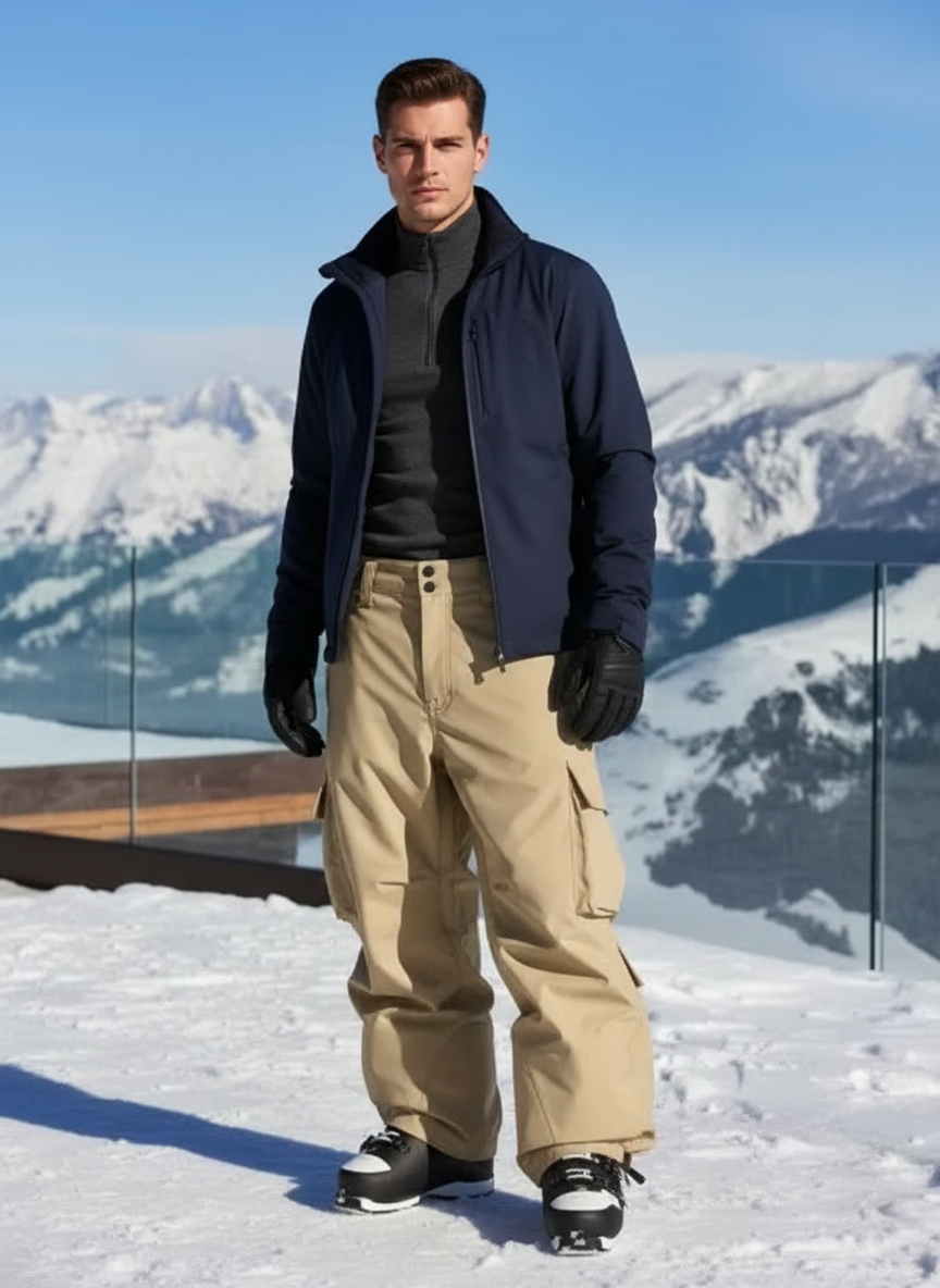 Pantalon De Ski Homme Cargo Beige Imperméable Thermique - Polyester