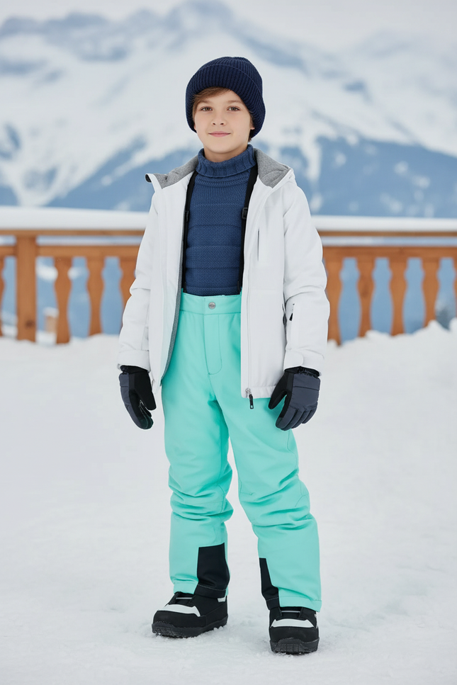 Pantalon De Ski Enfant Turquoise Imperméable Respirant Hiver - Bleu Polyester
