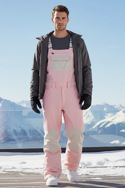 Pantalon De Ski Rose Bretelles Imperméable Homme Hiver - Polyester