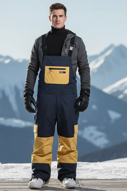 Pantalon De Ski Bicolore Bleu Jaune Salopette Ample Unisexe - Multicolore Polyester