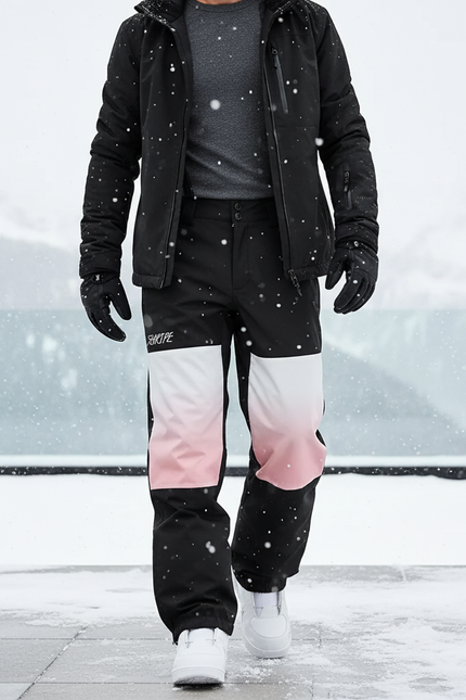 Pantalon De Ski Noir Dégradé Rose Blanc Homme - Polyester