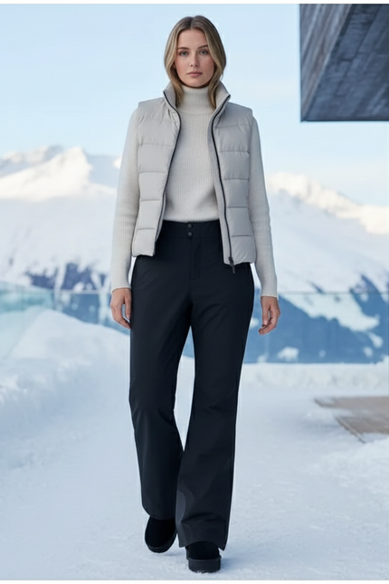 Pantalon De Ski Noir Femme Imperméable Évasé Hiver - Polyester