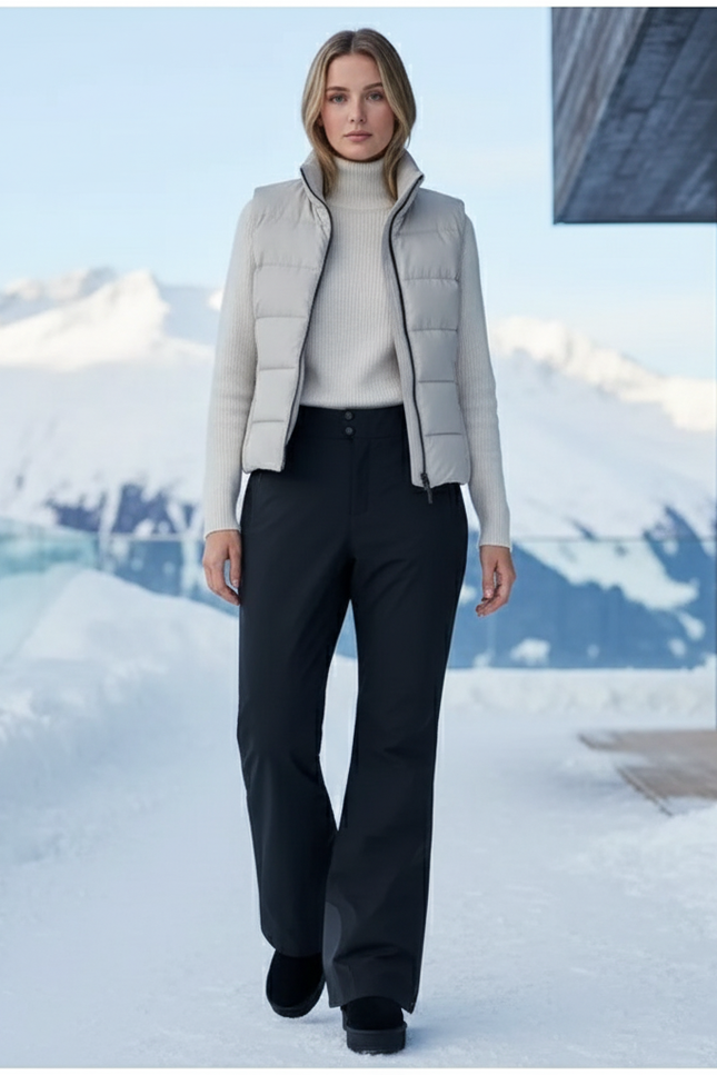 Pantalon De Ski Noir Femme Imperméable Évasé Hiver - Polyester