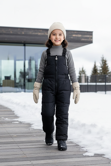 Pantalon De Ski Noir Mat Bretelles Enfant Hiver - Polyester