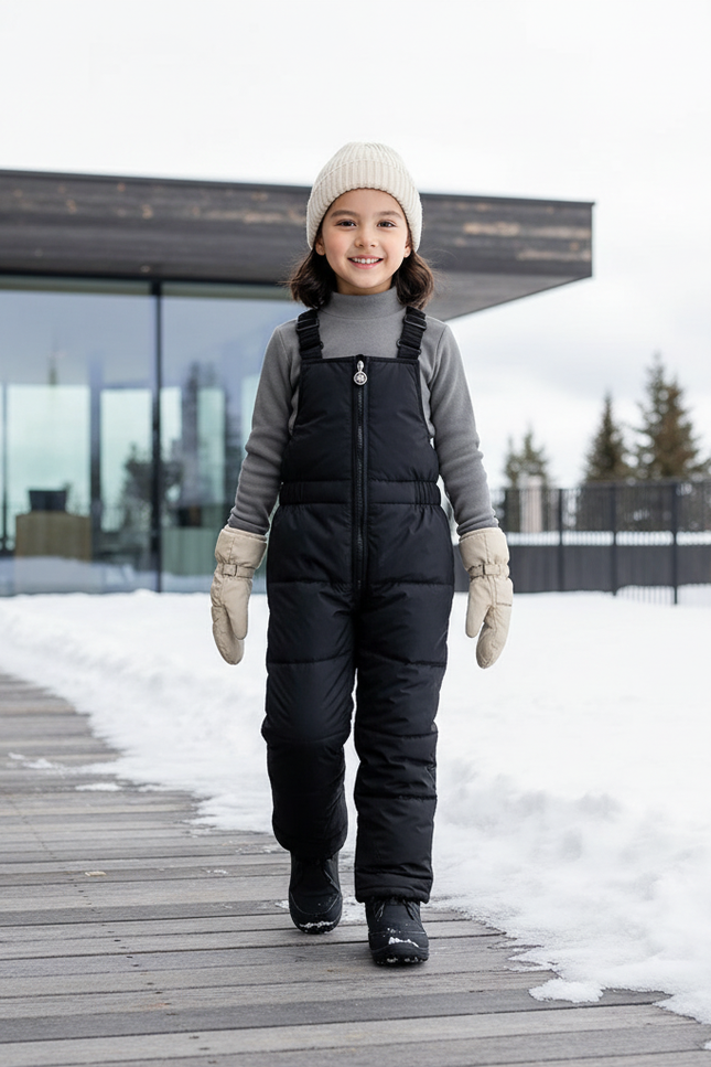 Pantalon De Ski Noir Mat Bretelles Enfant Hiver - Polyester