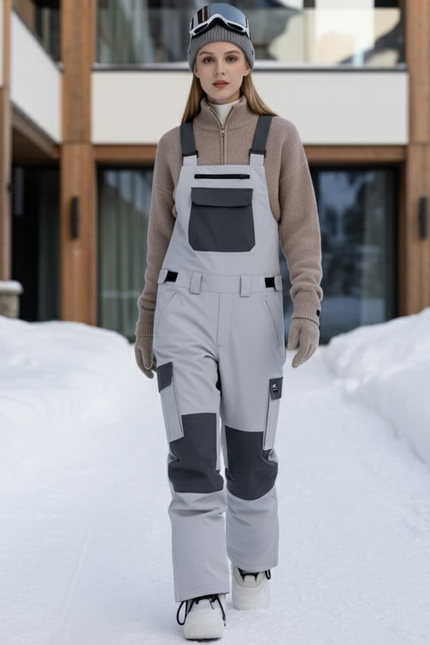 Pantalon De Ski Salopette Grise Imperméable Unisexe Moderne - Polyester