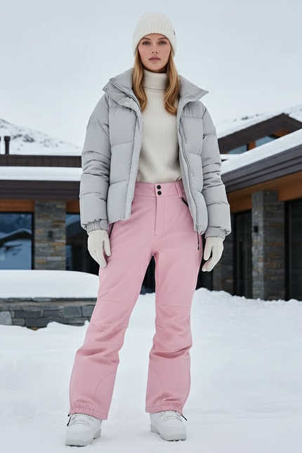 Pantalon De Ski Rose Poudré Imperméable Coupe Droite Femme - Polyester