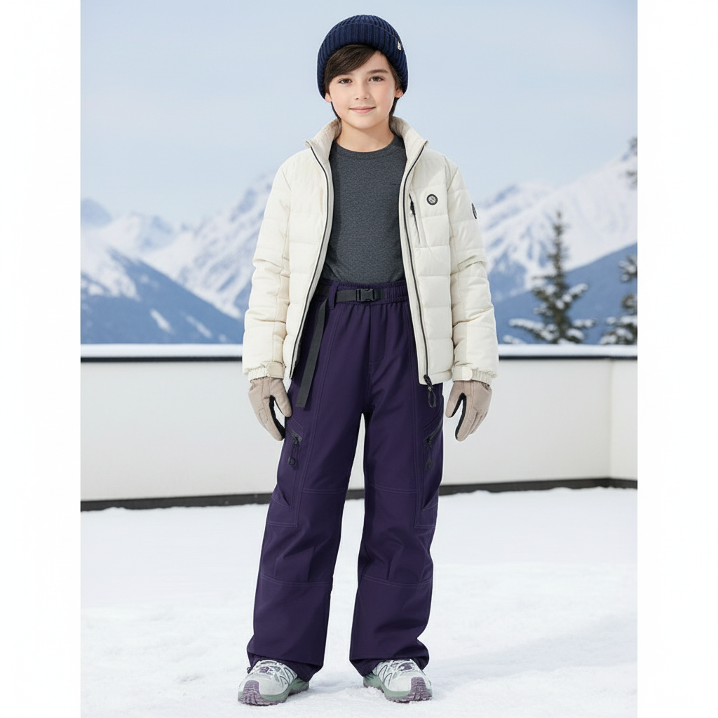 Pantalon De Ski Violet Cargo Imperméable Enfant Hiver - Polyester