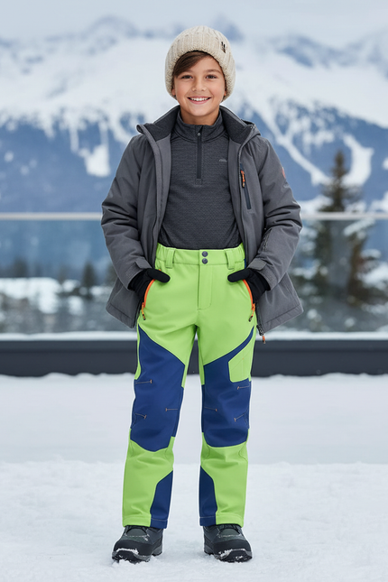 Pantalon De Ski Vert Imperméable Enfant Doublé Polaire - Polyester