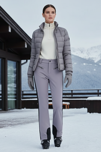 Pantalon De Ski Avec Sous Pied - Gris Polyester