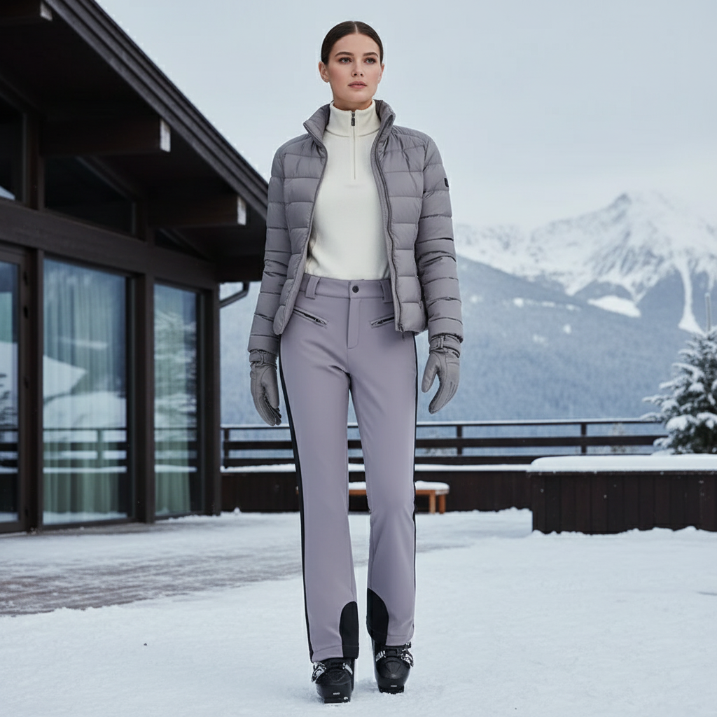 Pantalon De Ski Avec Sous Pied - Gris Polyester