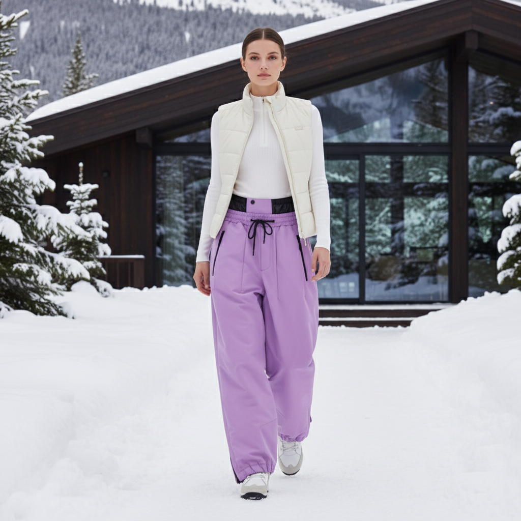 Pantalon De Ski Violet Ample Imperméable Unisexe - Polyester