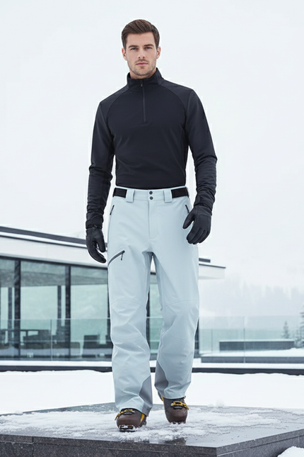 Pantalon De Ski Homme Imperméable Coupe Droite Gris Clair - Polyester