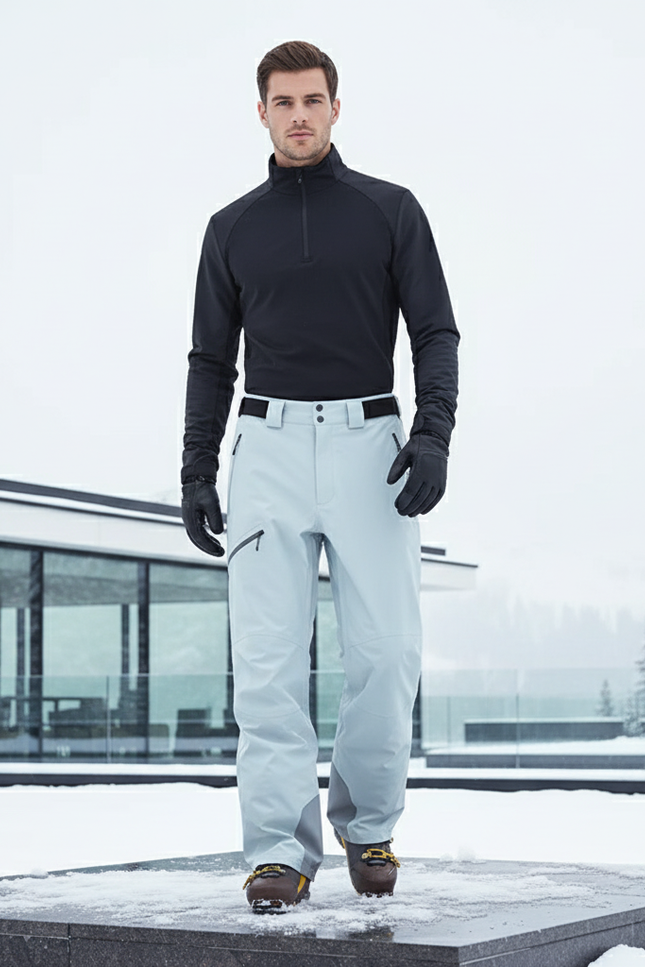 Pantalon De Ski Homme Imperméable Coupe Droite Gris Clair - Polyester