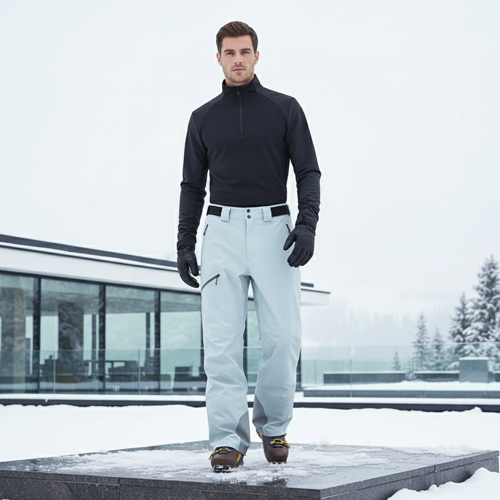 Pantalon De Ski Homme Imperméable Coupe Droite Gris Clair - Polyester