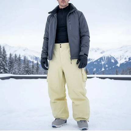 Pantalon De Ski Jaune Clair Ample Imperméable Hiver - Polyester