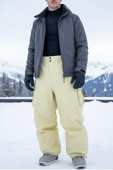 Pantalon De Ski Jaune Clair Ample Imperméable Hiver - Polyester