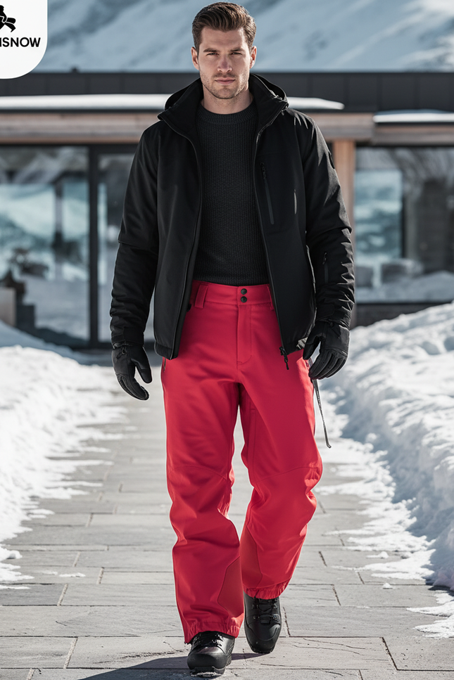 Pantalon De Ski Rouge Imperméable Respirant Ample Homme - Polyester