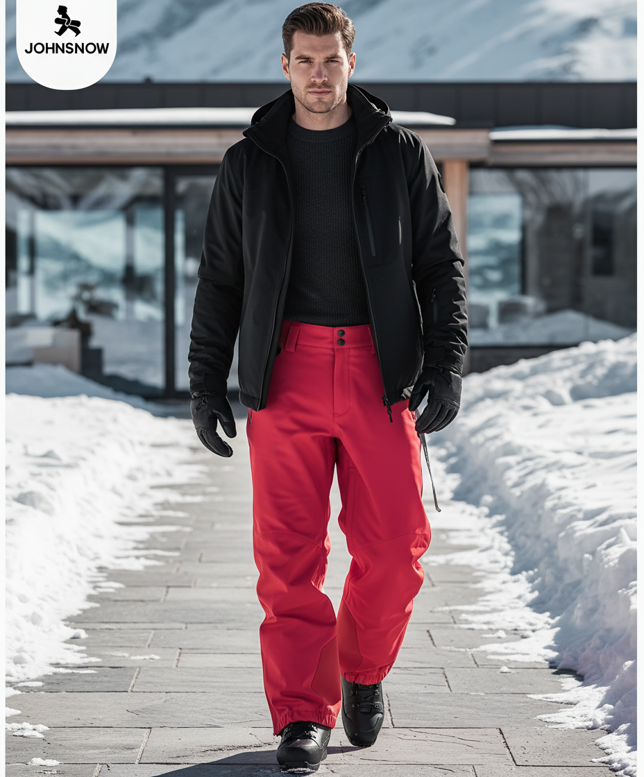 Pantalon De Ski Rouge Imperméable Respirant Ample Homme - Polyester