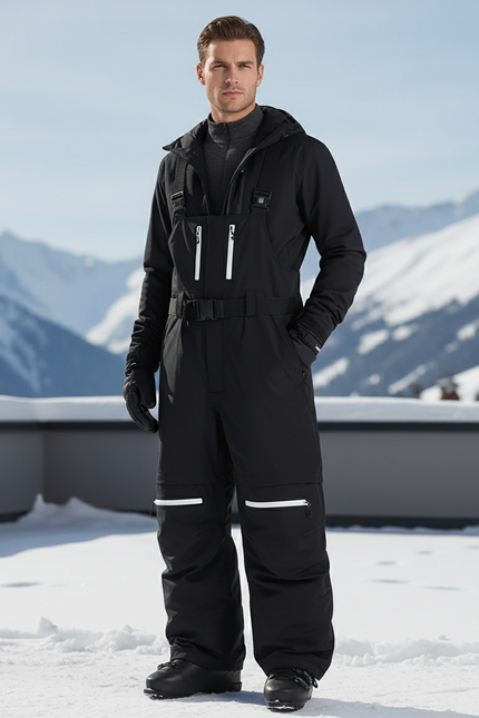 Pantalon De Ski Noir Cargo Ample Imperméable Homme - Polyester