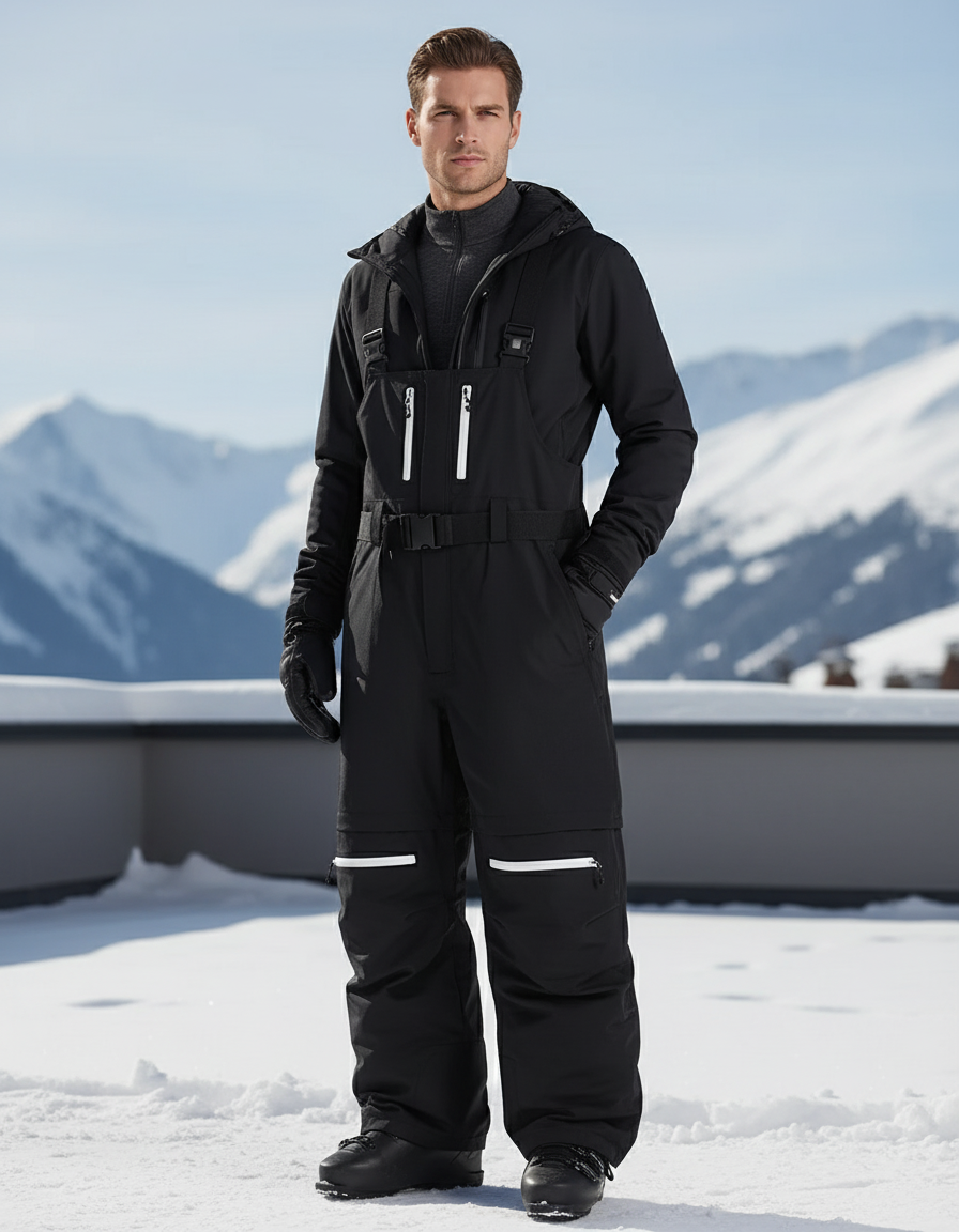 Pantalon De Ski Noir Cargo Ample Imperméable Homme - Polyester