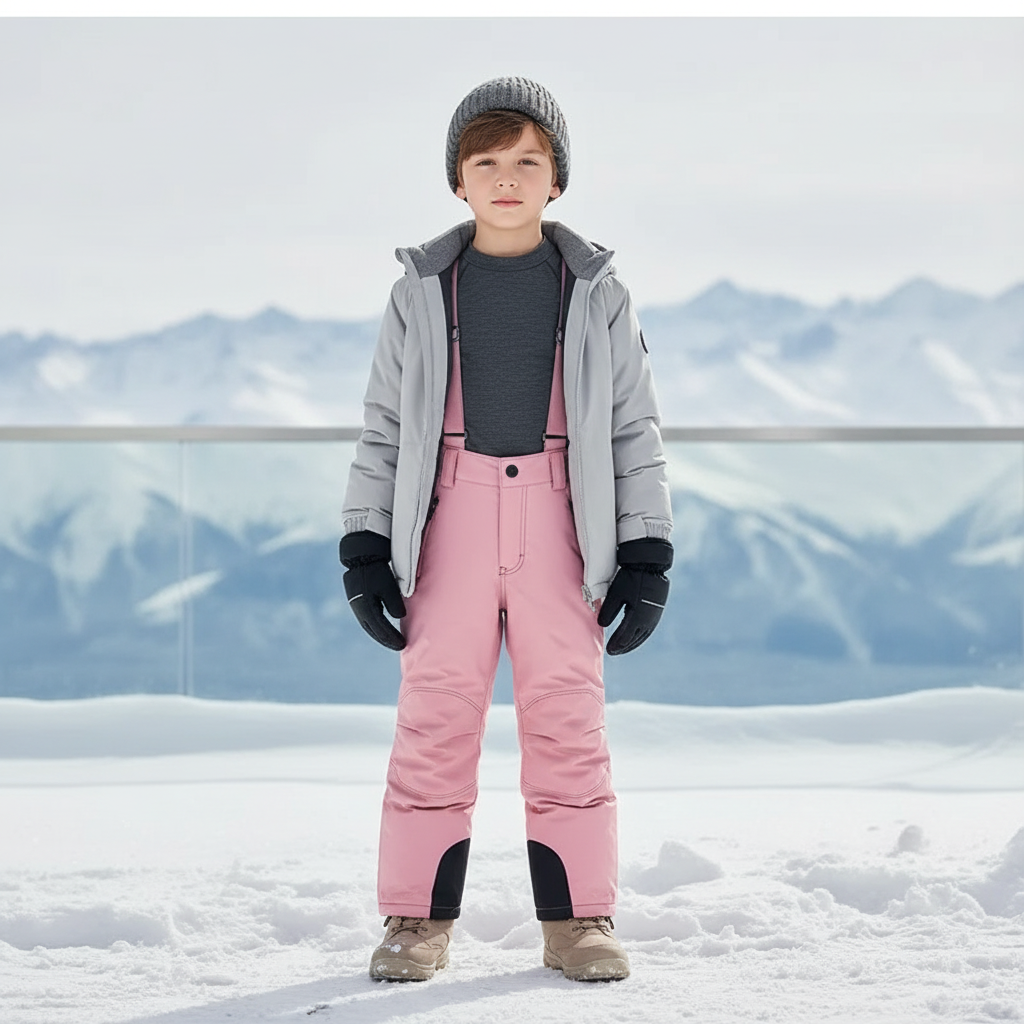 Pantalon De Ski Rose Enfant Imperméable Salopette Hiver - Polyester