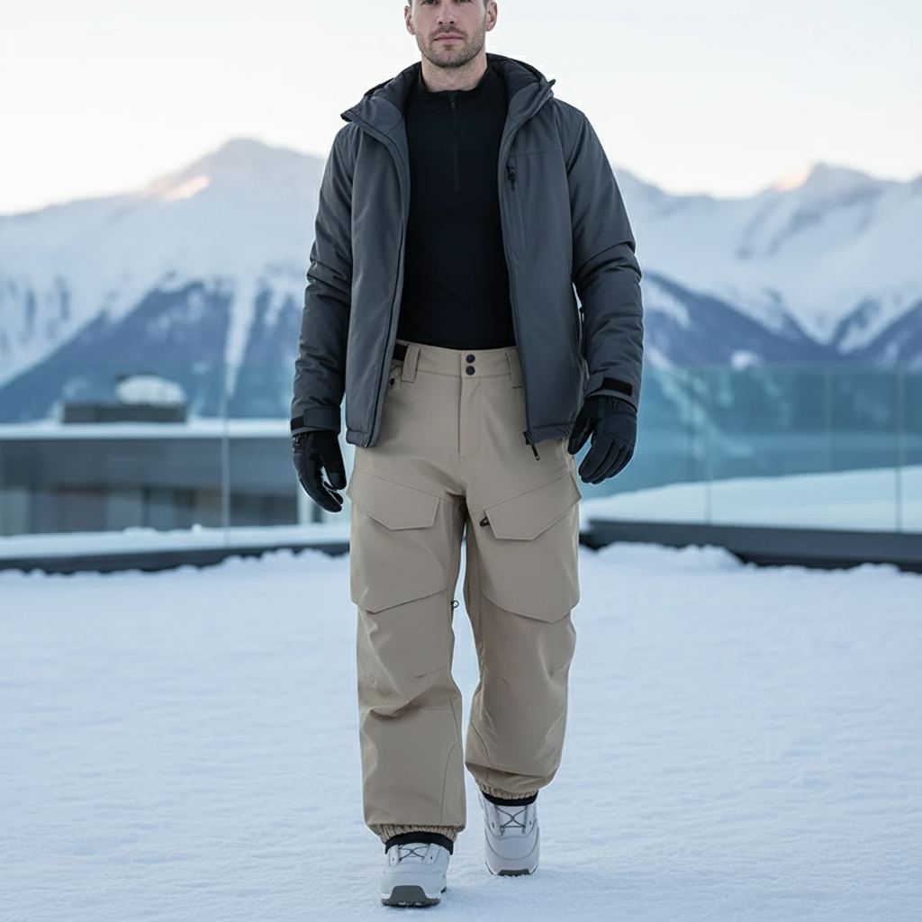 Pantalon De Ski Beige Cargo Ample Respirant Homme - Polyester