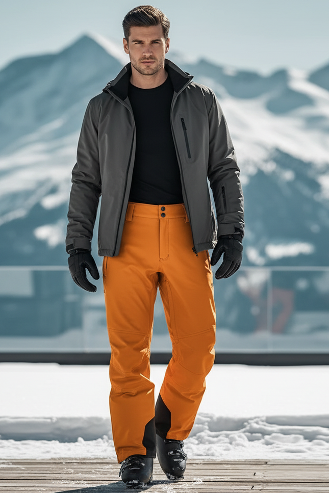 Pantalon De Ski Orange Ample Imperméable Homme Hiver - Polyester