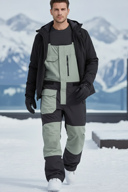Pantalon De Ski Bicolore Bretelles Ample Imperméable Homme - Multicolore Polyester